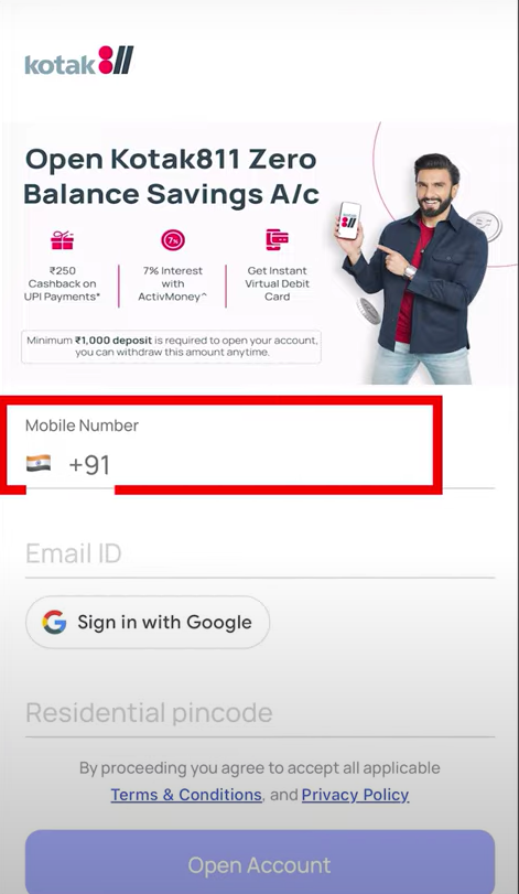 kotak 811 zero balance account opening